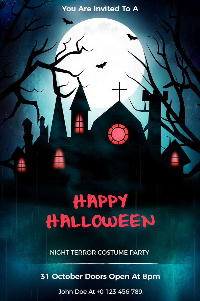 Happy Halloween Night hunters Invitation Template